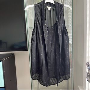 * Black Blouse with Gold Print *